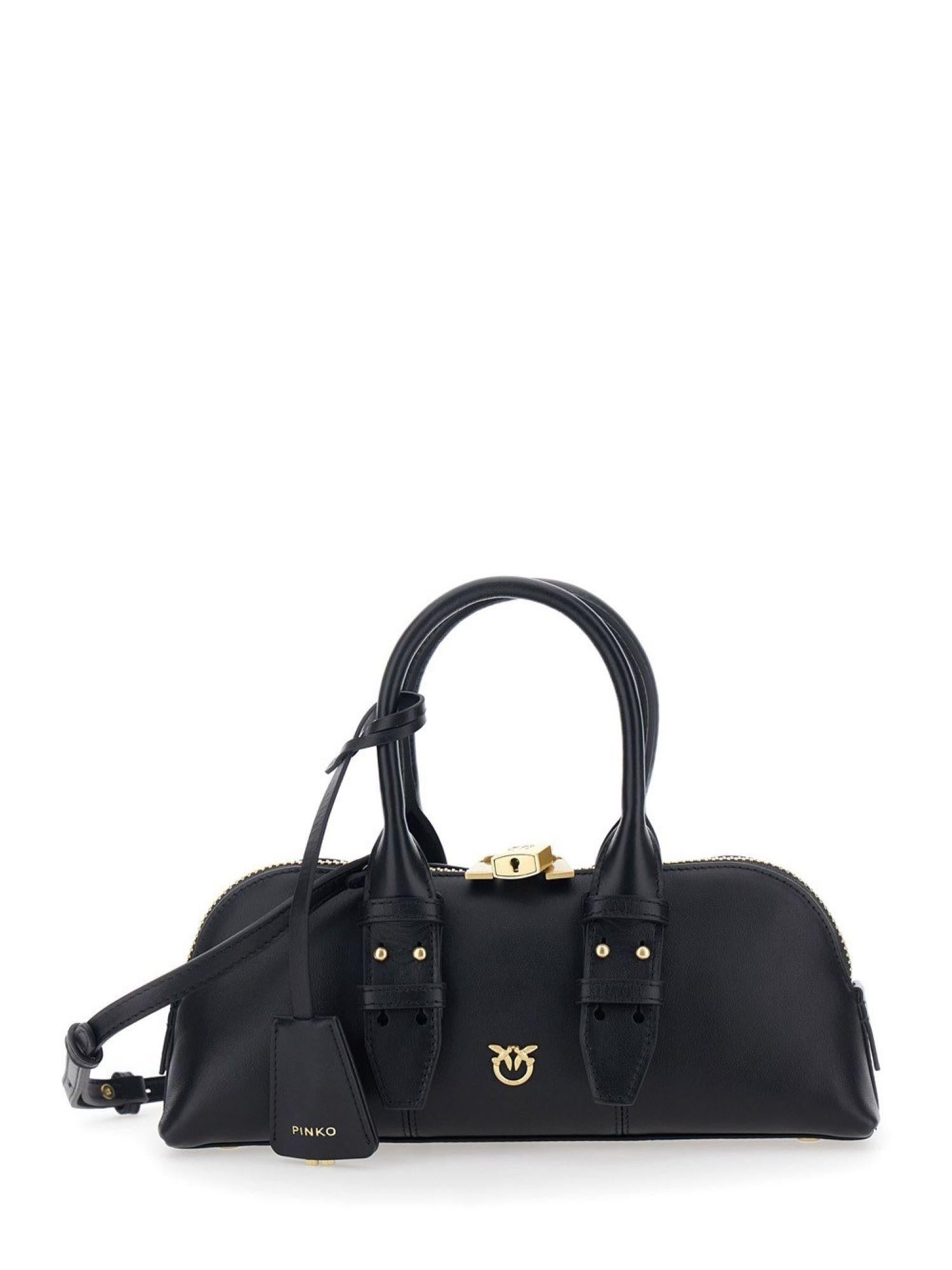 Pinko borsa Bowling Bag Baguette in pelle nero 105334-A0QO Z99V PINKO 