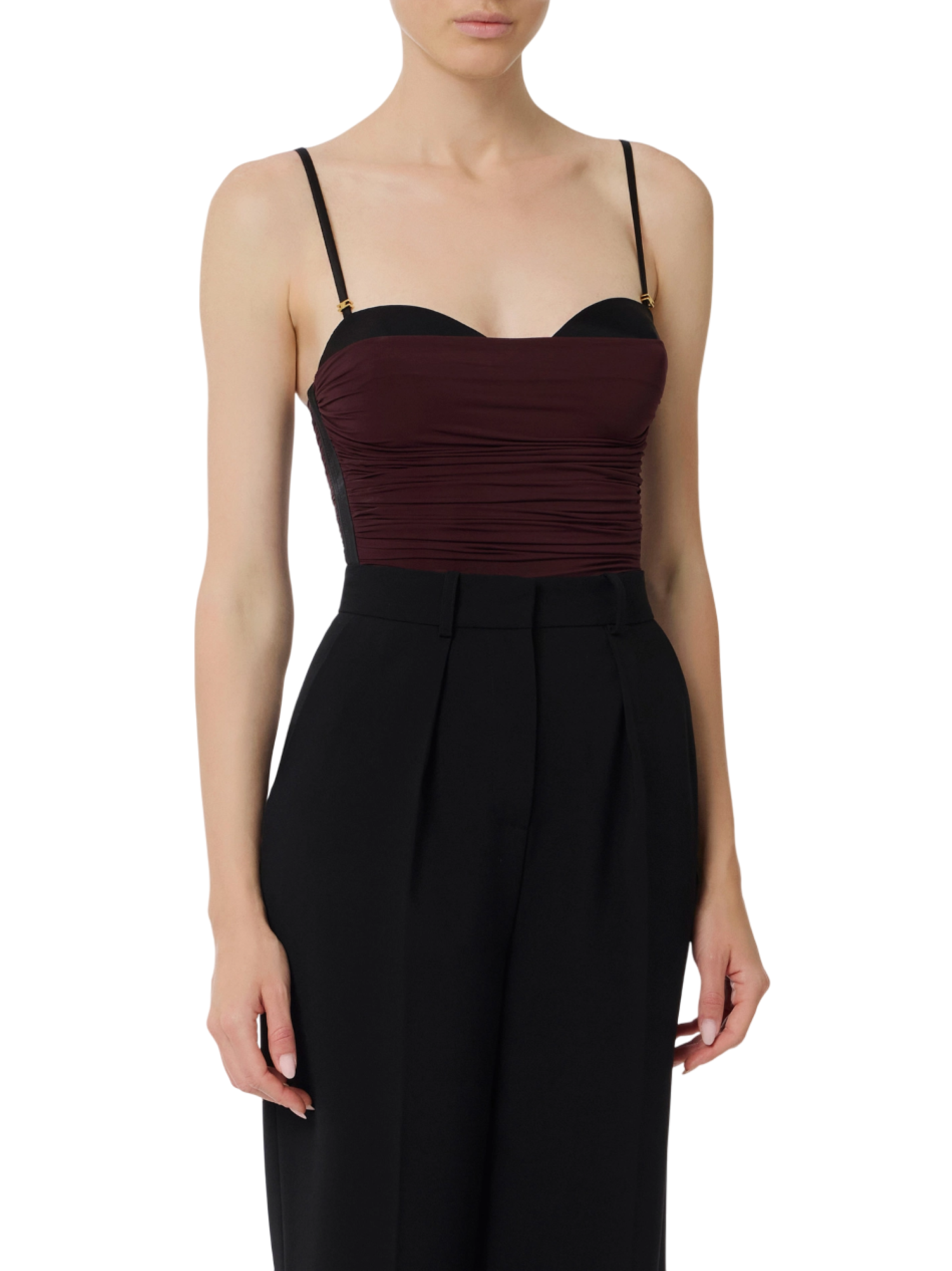 Elisabetta Franchi body con drappeggi borgogna nero BO00456E2 EA4 ELISABETTA FRANCHI 