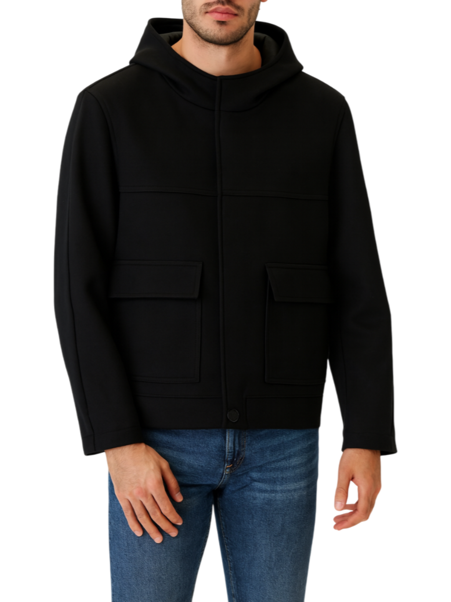 Alta Tensione giubbino uomo in panno con cappuccio nero 4189-SONDA NERO ALTA TENSIONE 