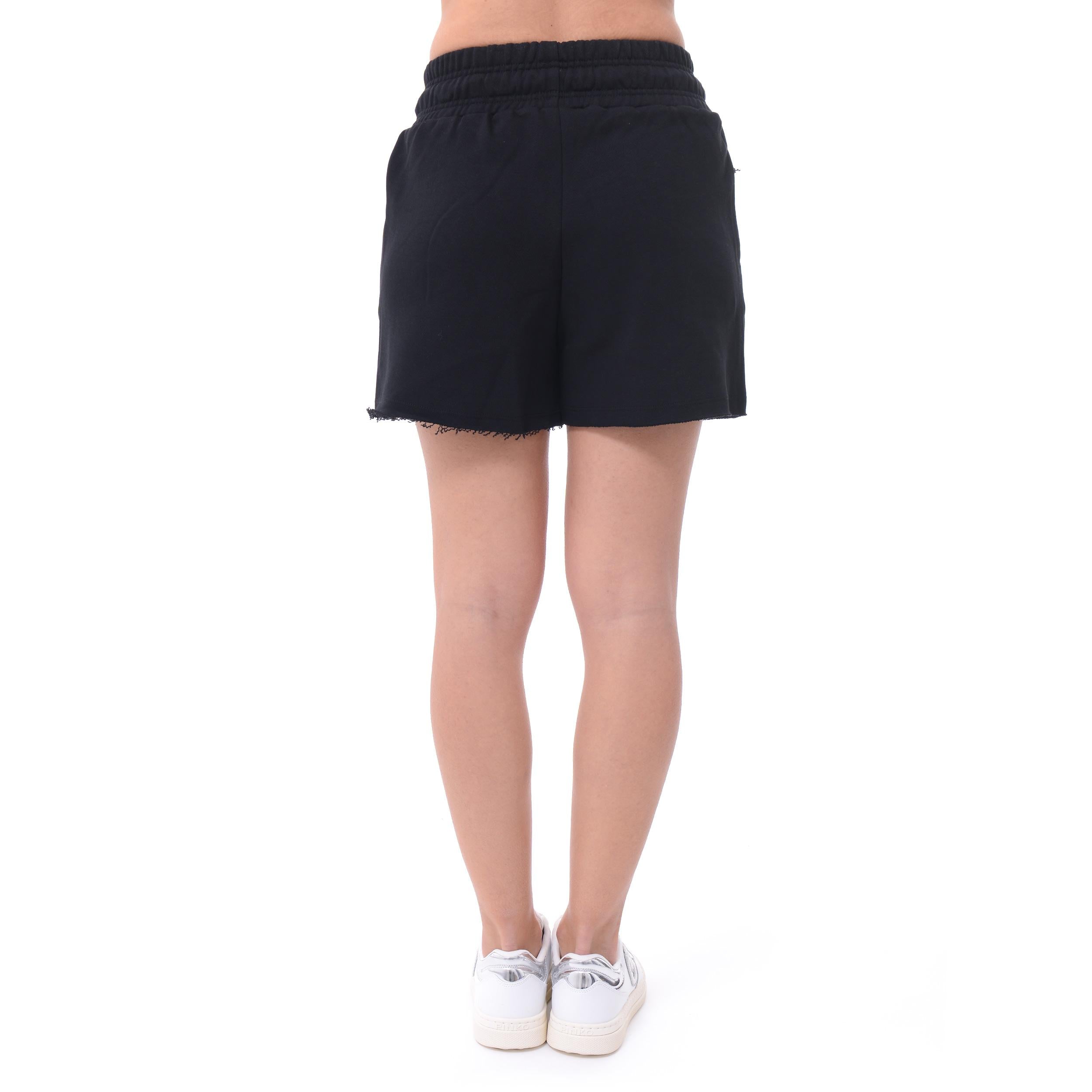 Disclaimer shorts in felpa con logo nero