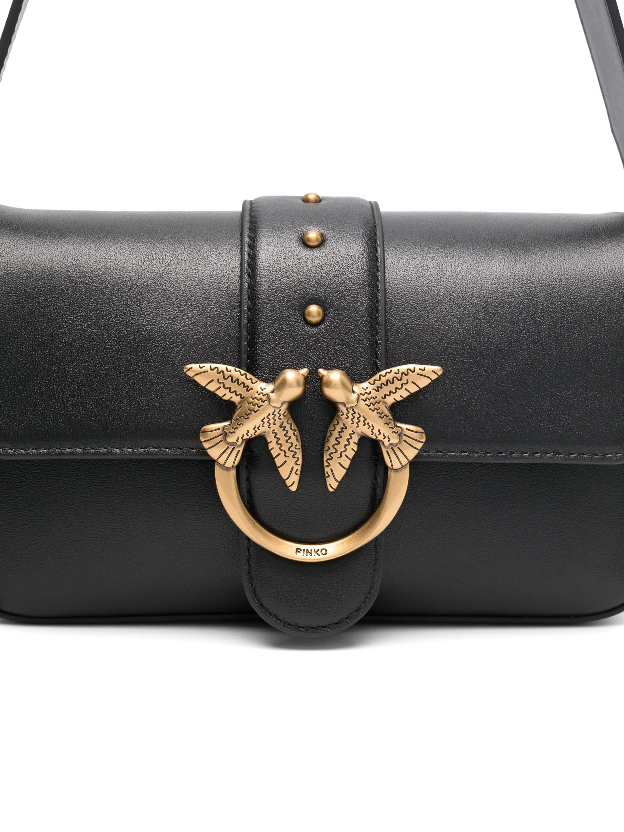 Pinko borsa Love Bag One Mini Slouchy in pelle nero oro 104340-A0QO Z99Q PINKO 