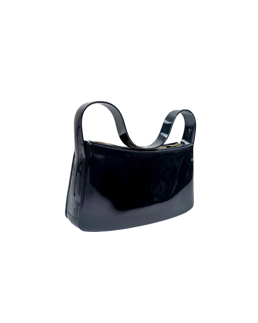 Marc Ellis borsa a spalla effetto vernice nero FLAT TIMELESS 25 BLACK-LIGHT GOLD MARC ELLIS 