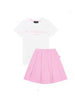 John Richmond completo T-shirt e gonna Kurrat con logo bianco rosa