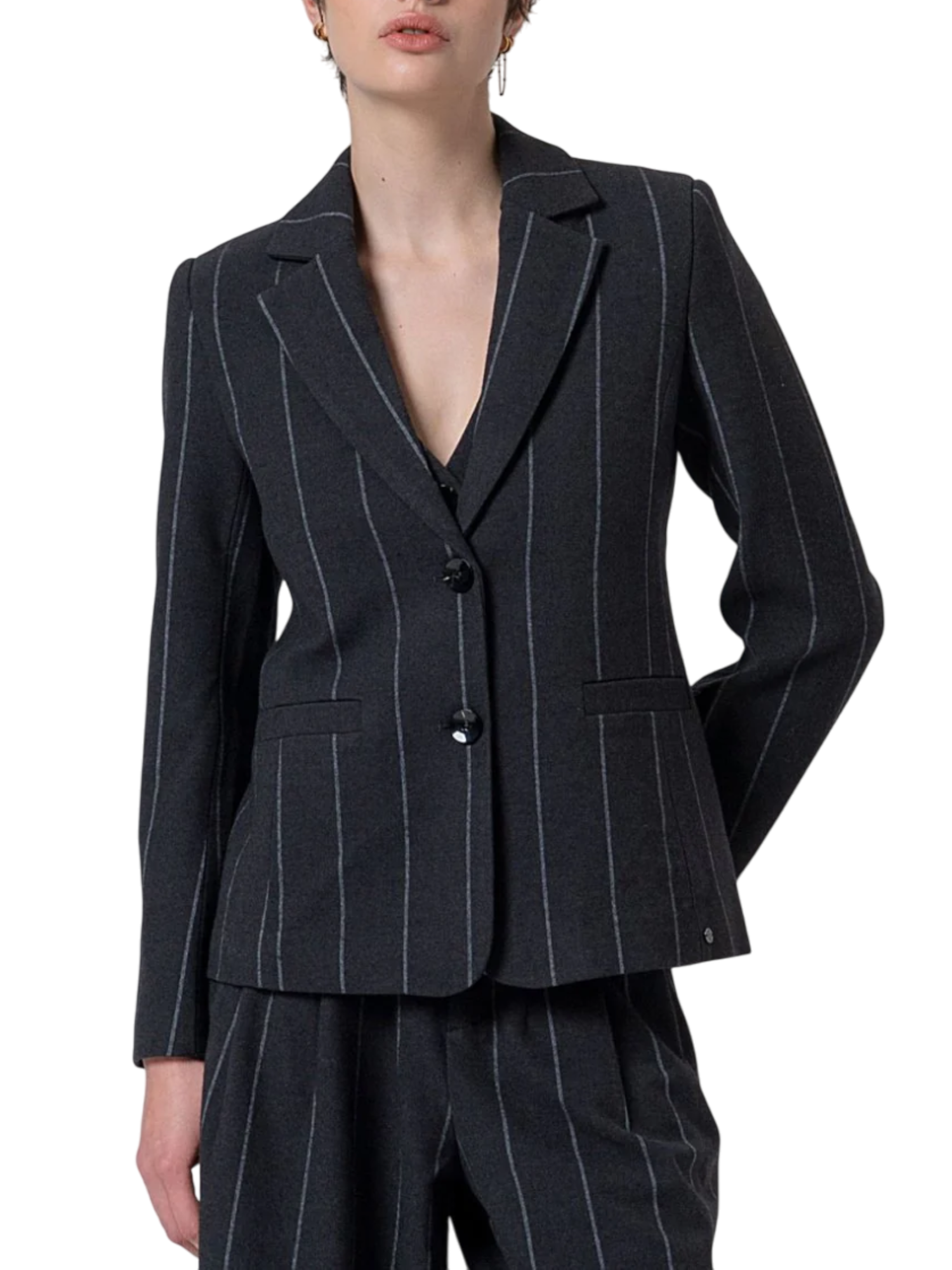 Surkana giacca blazer monopetto in fantasia gessata grigio 565IRDI321 81 SURKANA 