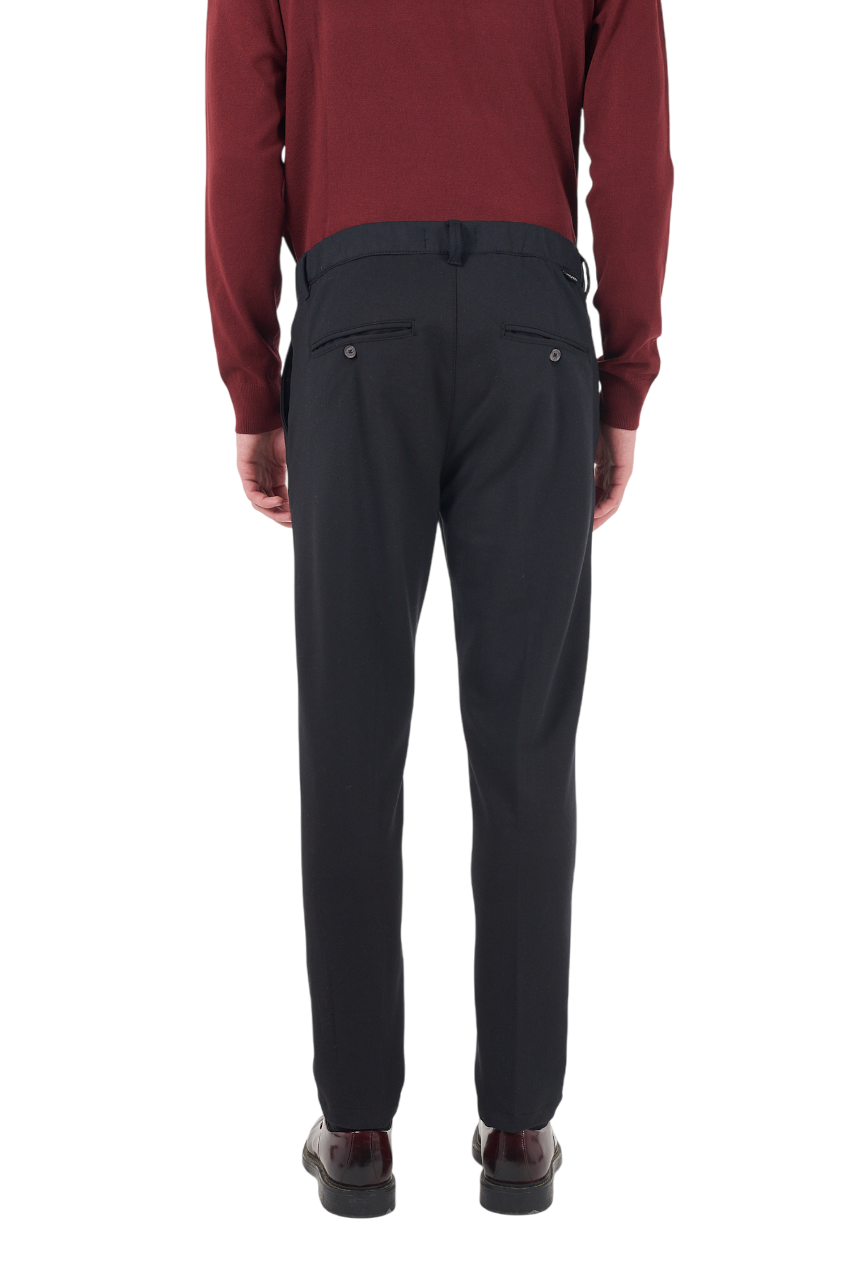 Yes Zee pantaloni in flanella slim fit nero P680-WL00 0801 YES-ZEE 