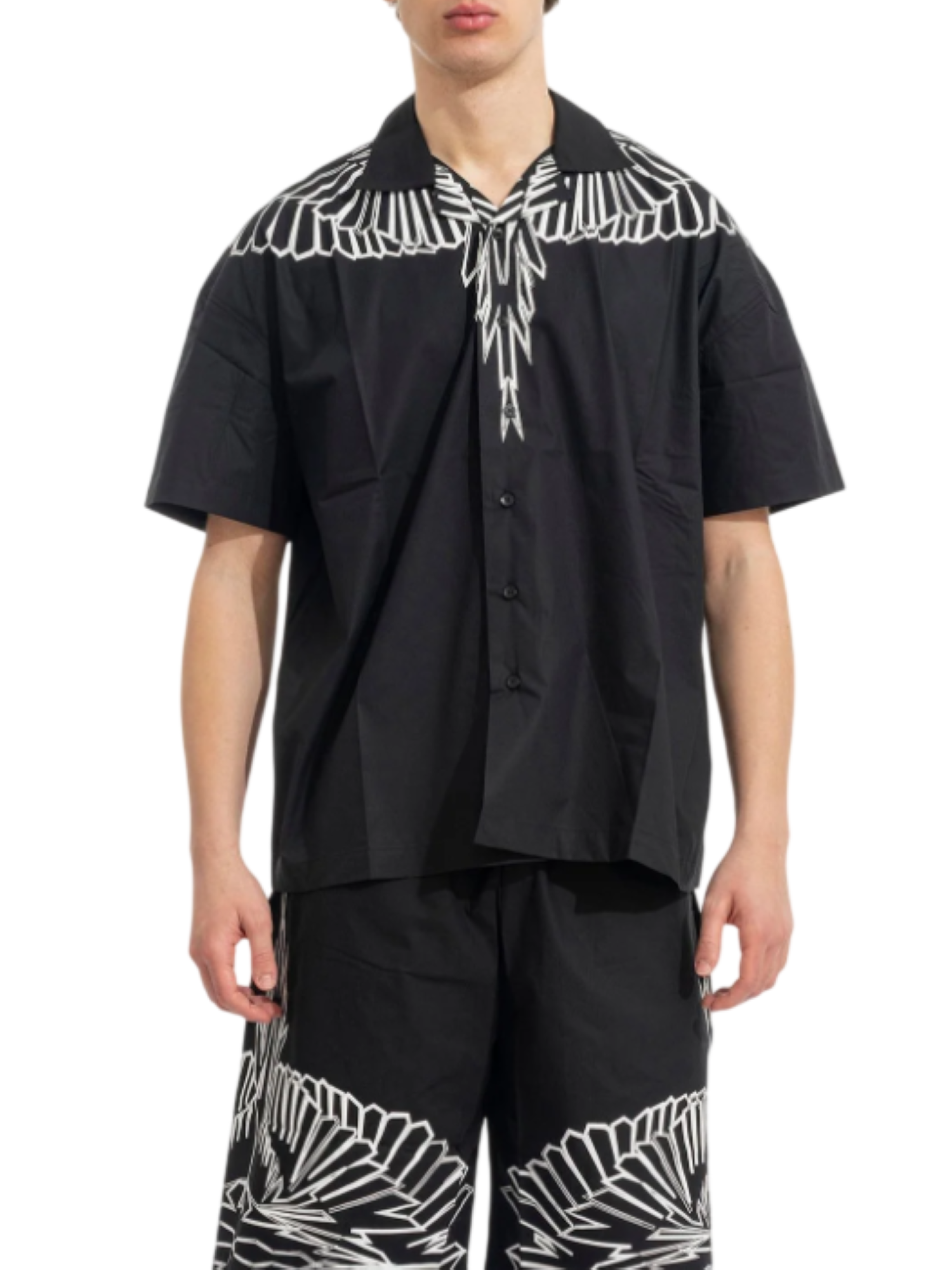 County of Milan camicia uomo manica corta stampa iconica nero CMMASI009 110 COUNTY OF MILAN 