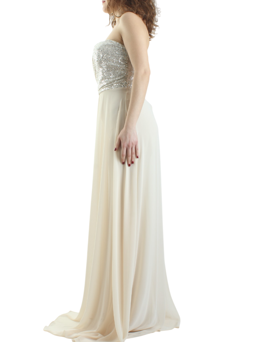 Impero Couture tuta jumpsuit elegante con paillettes color champagne