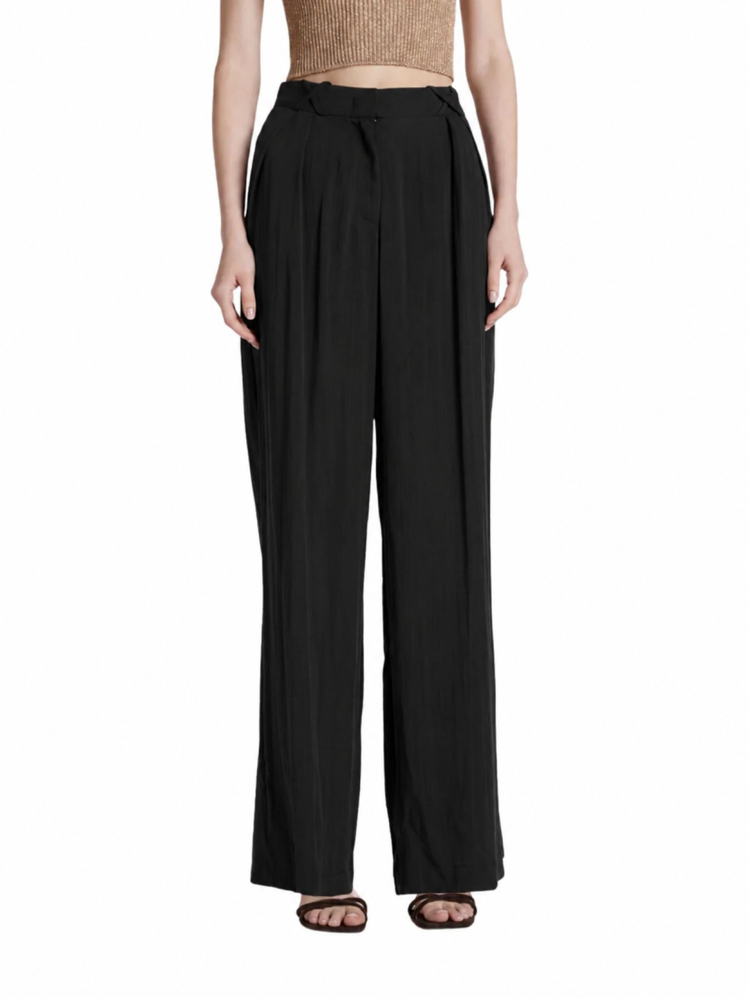 Simona Corsellini pantaloni gamba larga donna con pinces nero P26CPPA00601 0003 SIMONA CORSELLINI 
