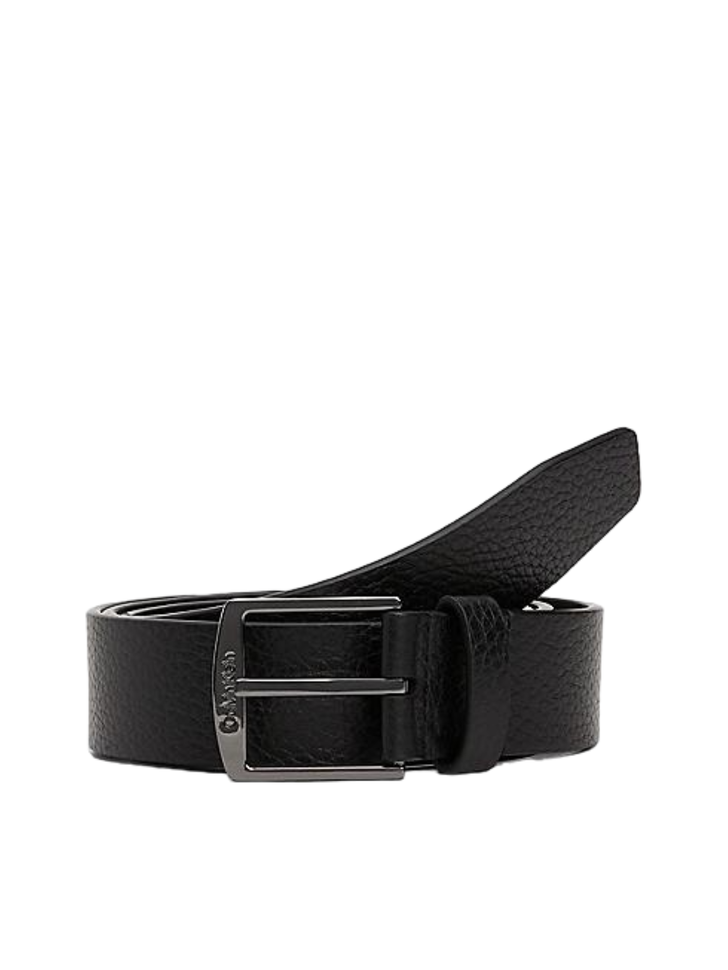 Calvin Klein cintura in pelle martellata h3,5 nero argento