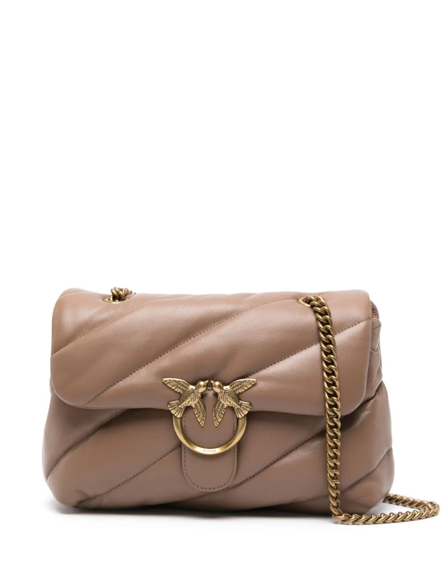 Pinko borsa Love Bag Puff Classic in pelle trapuntata marrone 100038-A0F2 L74Q PINKO 