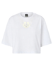 Pinko T-shirt crop Borghetto  con logo ricamato bianco