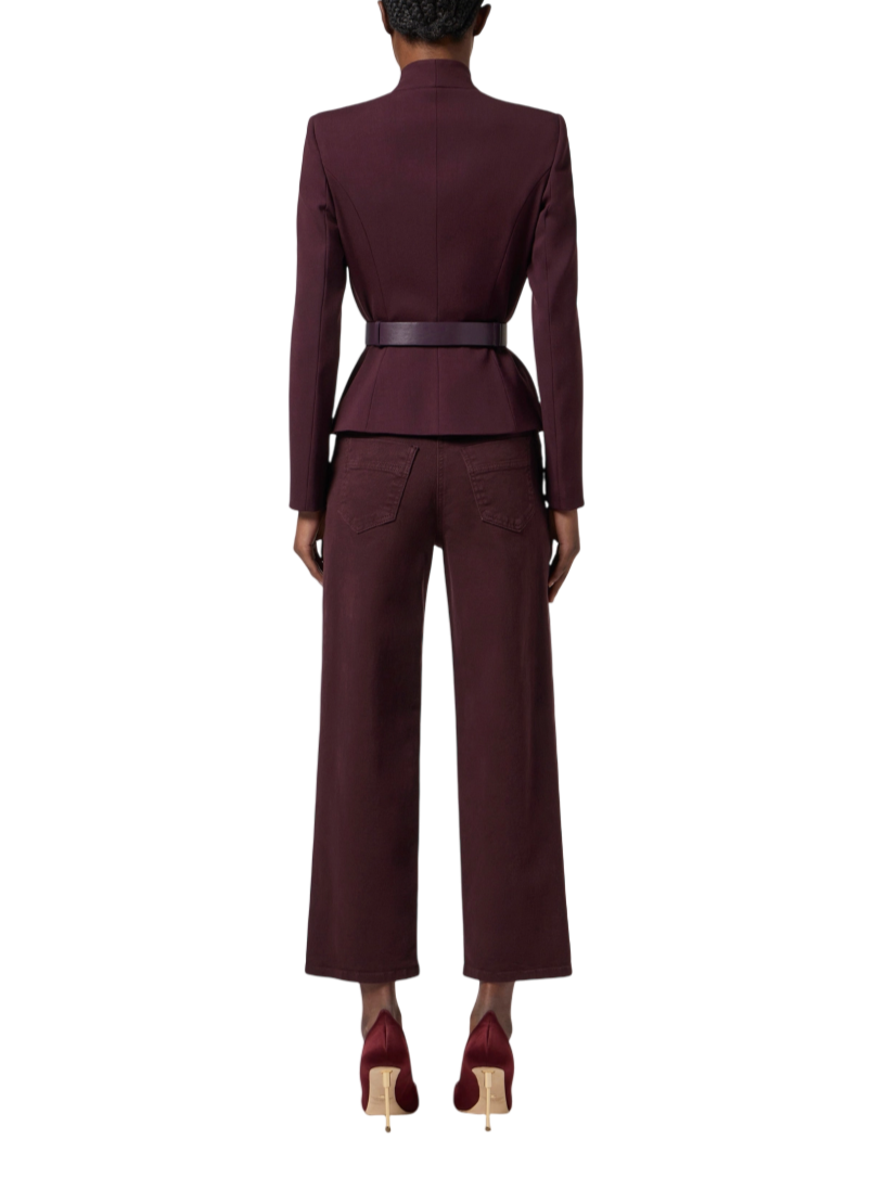 Elisabetta Franchi giacca in crepe con revers satin borgogna GI17656E2 EA4 ELISABETTA FRANCHI 
