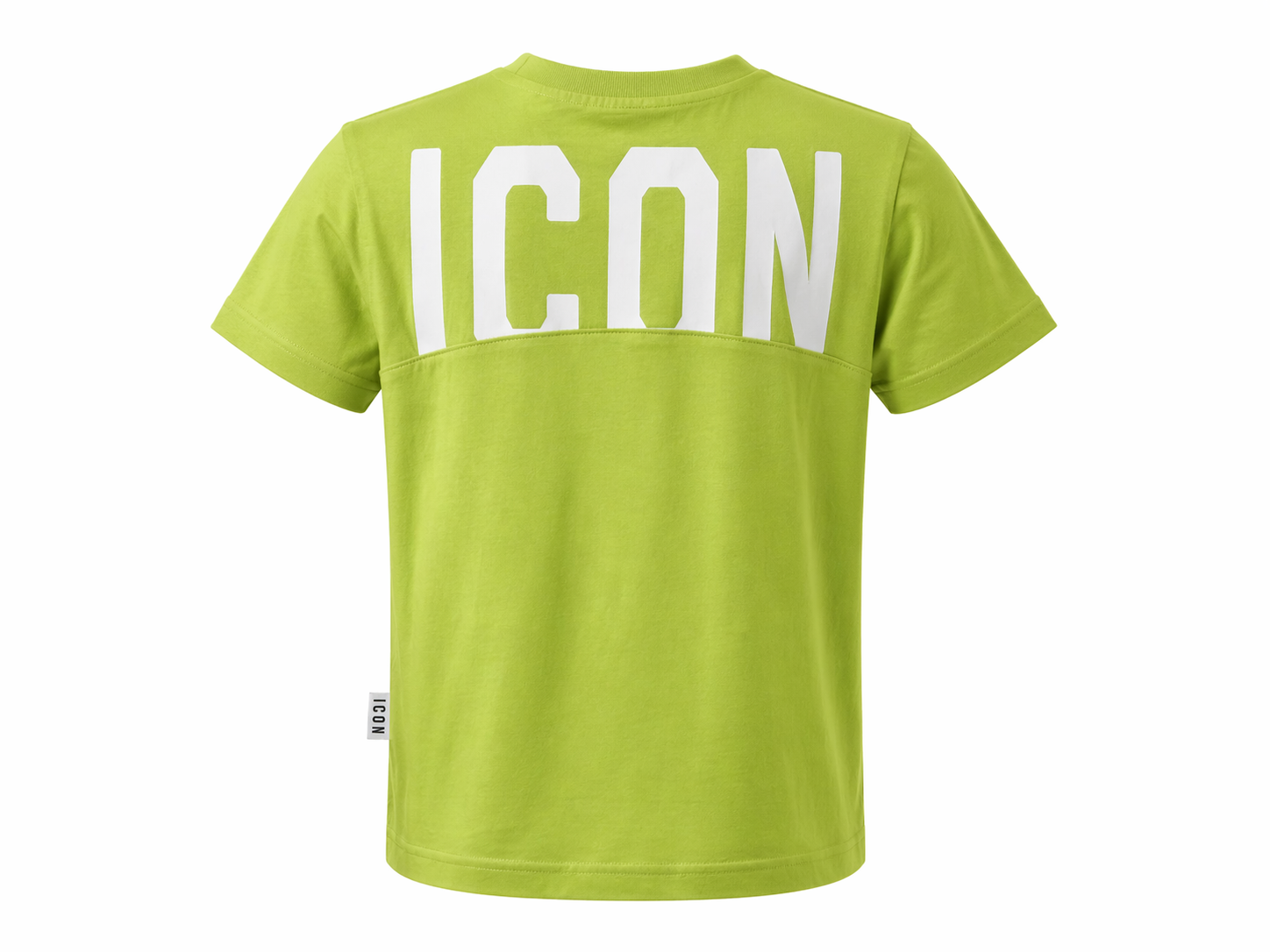Icon T-shirt bambino in cotone con logo verde lime IBKS001081 8004 ICON 