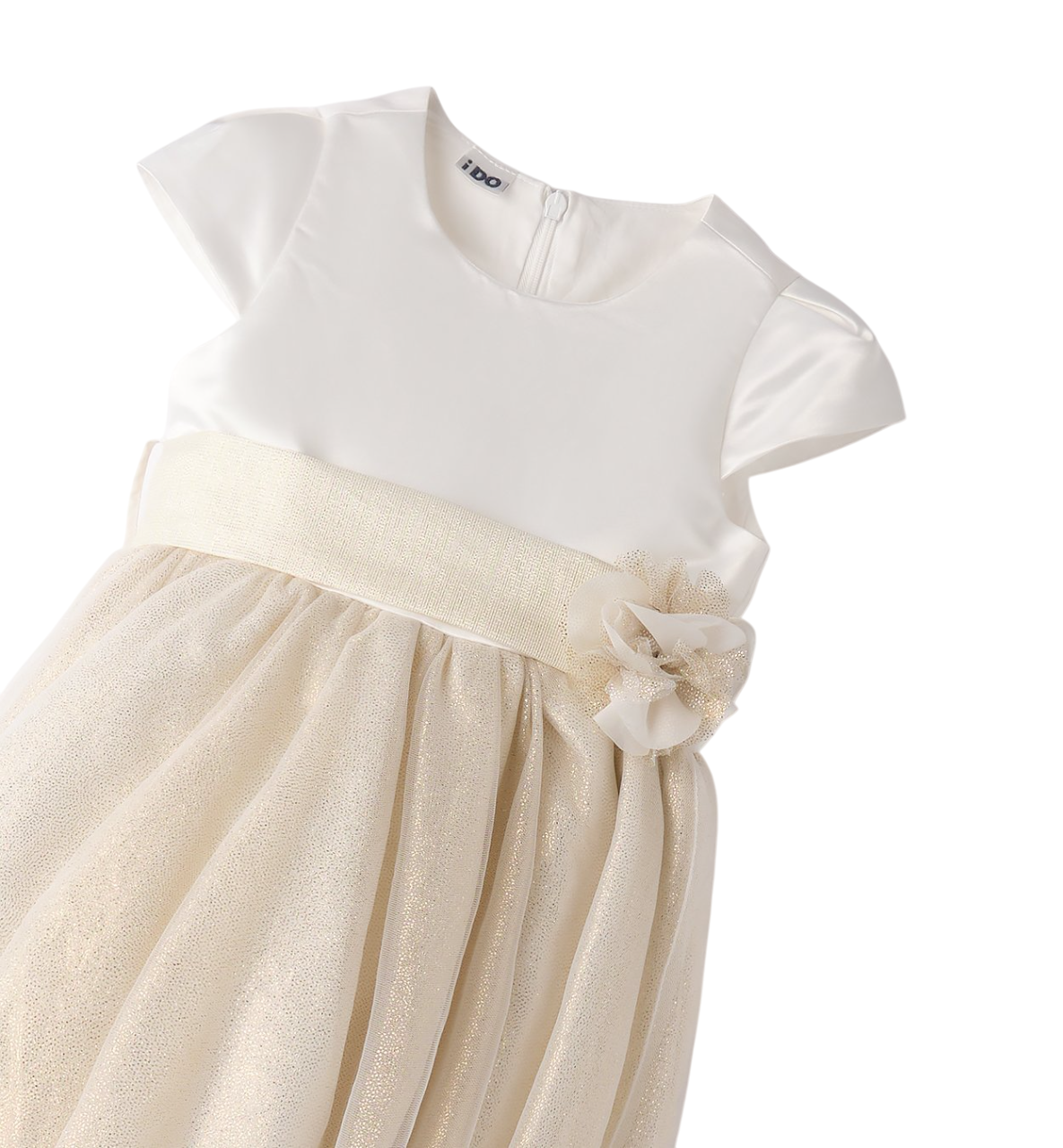 iDo abito elegante satin con gonna in tulle bianco beige 4B341 0112 iDO 