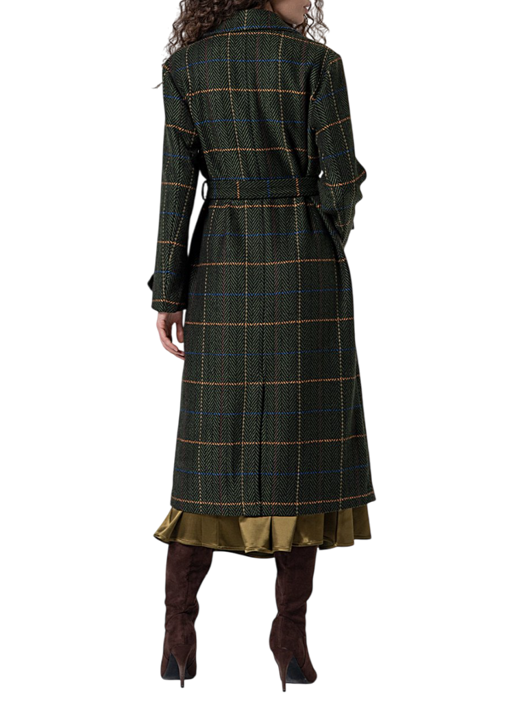 Surkana cappotto doppiopetto misto lana in fantasia verde 565MACO422 62 SURKANA 