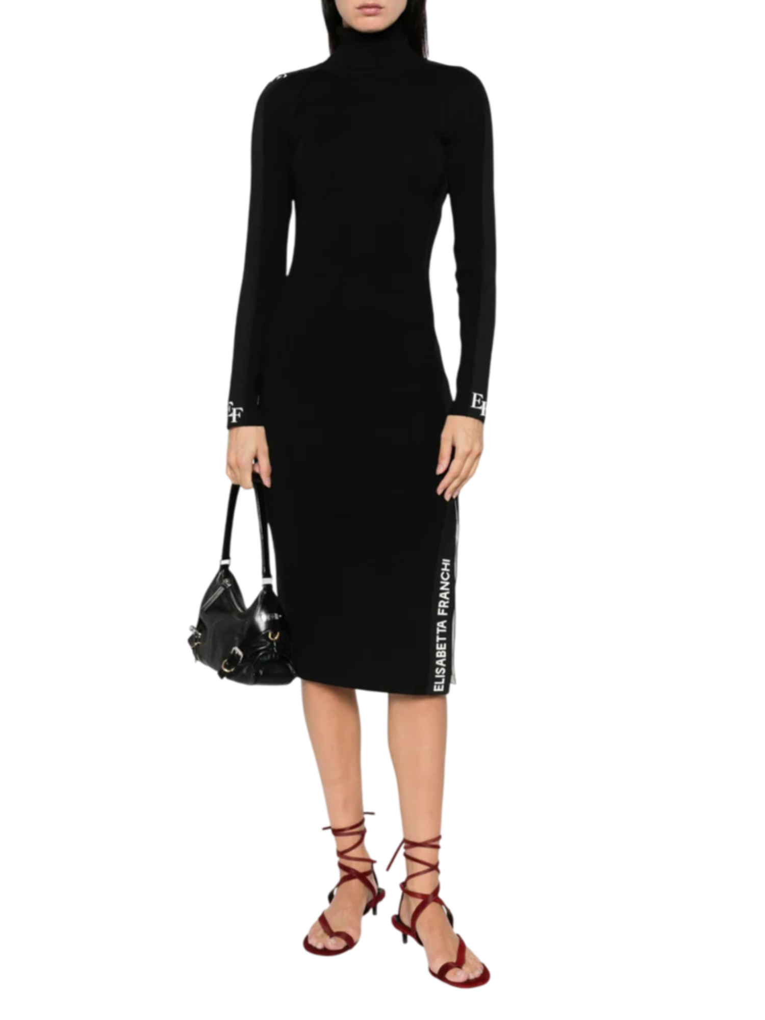Elisabetta Franchi abito dolcevita in maglia midi nero AM03S56E2 EF3 ELISABETTA FRANCHI 