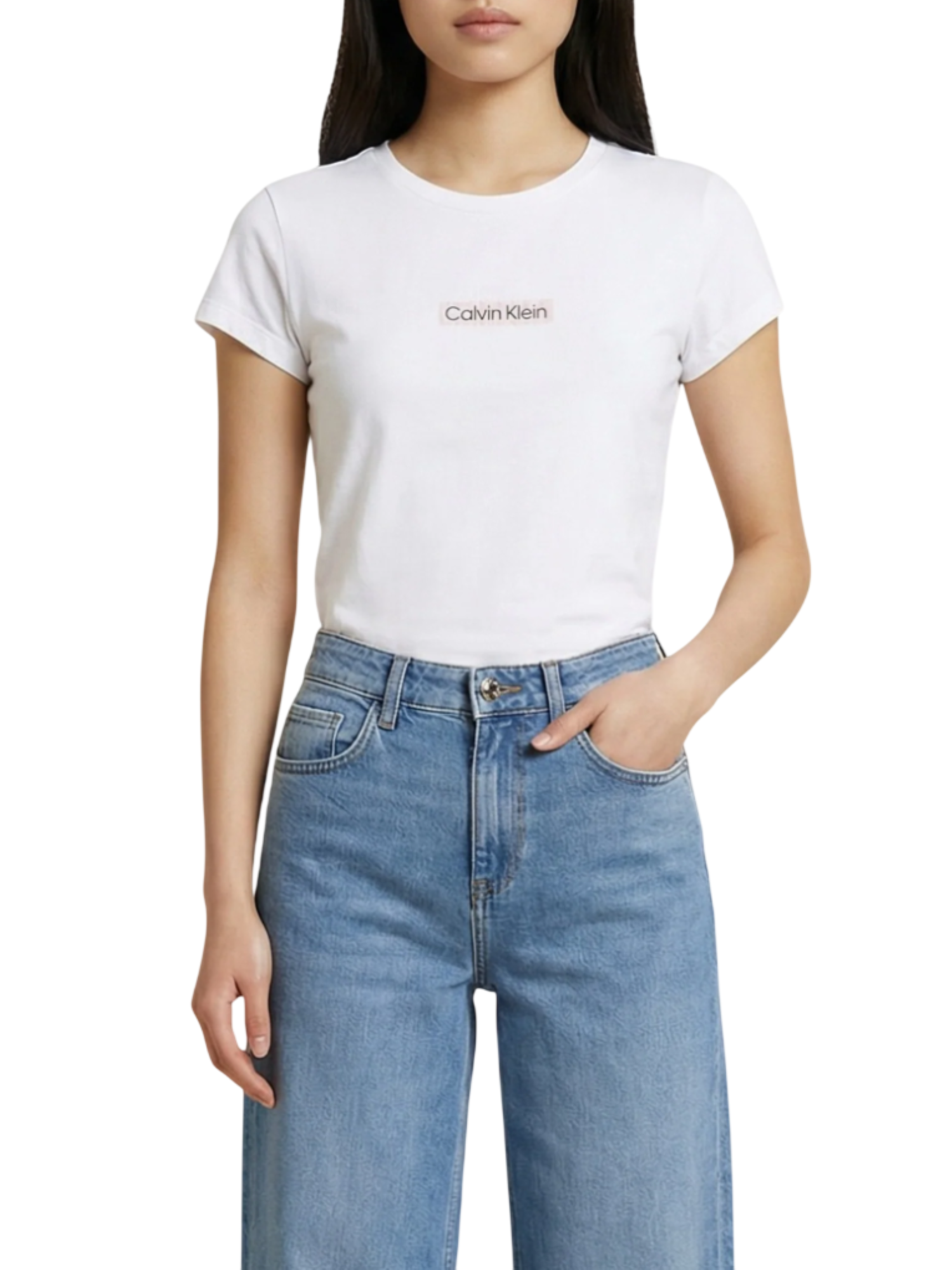 Calvin Klein Jeans T-shirt manica corta donna con logo bianco LV047F842G YAF Calvin Klein Jeans 