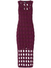 Pinko abito Allan in maglia traforata borgogna