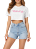 Disclaimer T-shirt crop con logo glitter bianco