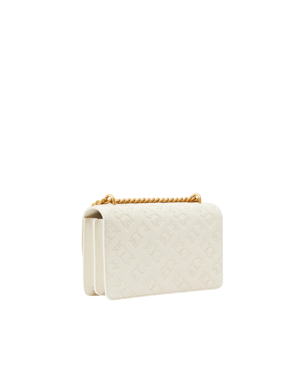 Pinko borsa Love One Mini in pelle con logo imprimè bianco latte oro 100074-A1YB Z14Q PINKO 