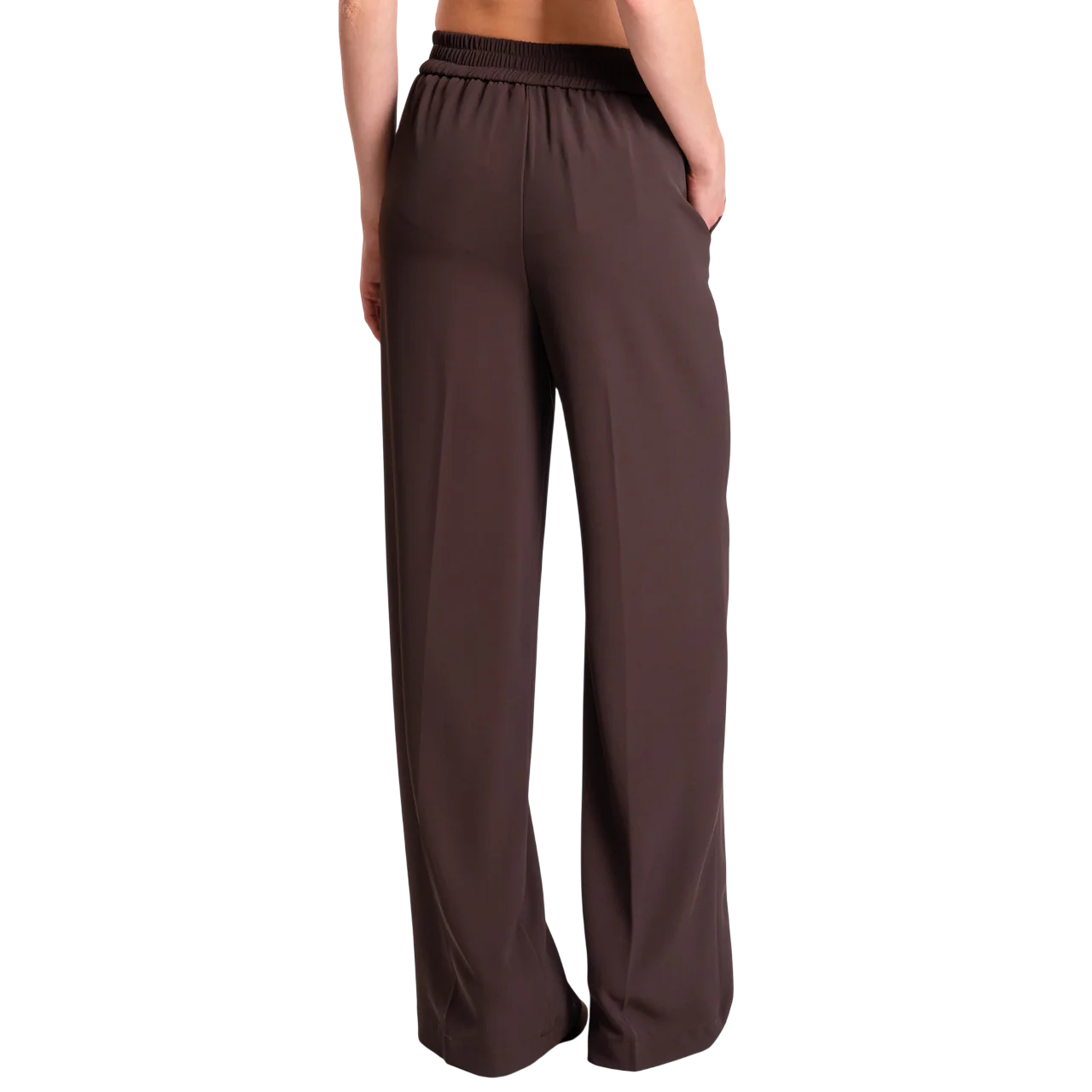 Vicolo pantaloni palazzo in tessuto fluido marrone TF0360 MARRONE VICOLO 