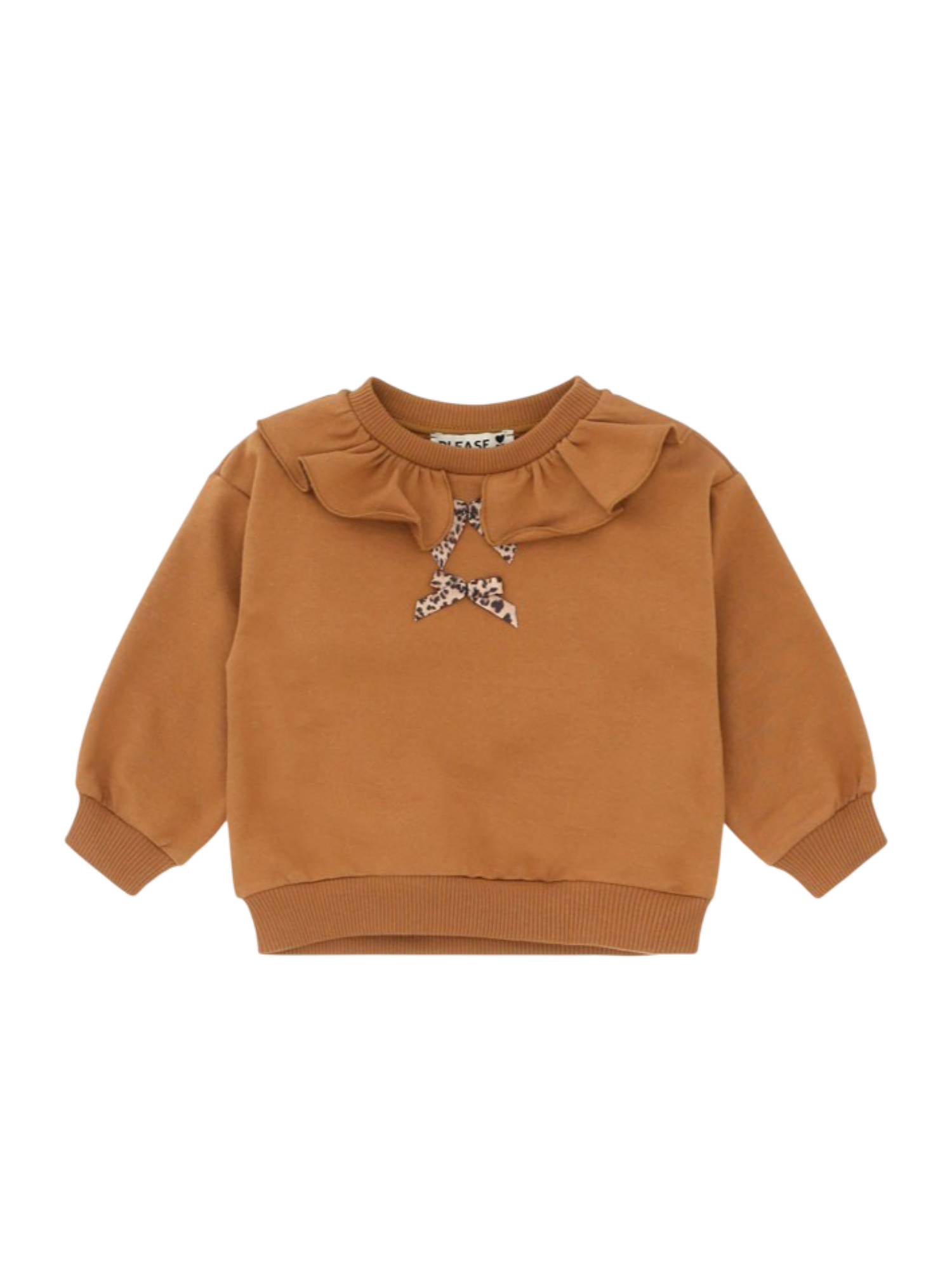 Please felpa bambina con fiocchi marrone LB04042G77 3833 PLEASE KID 