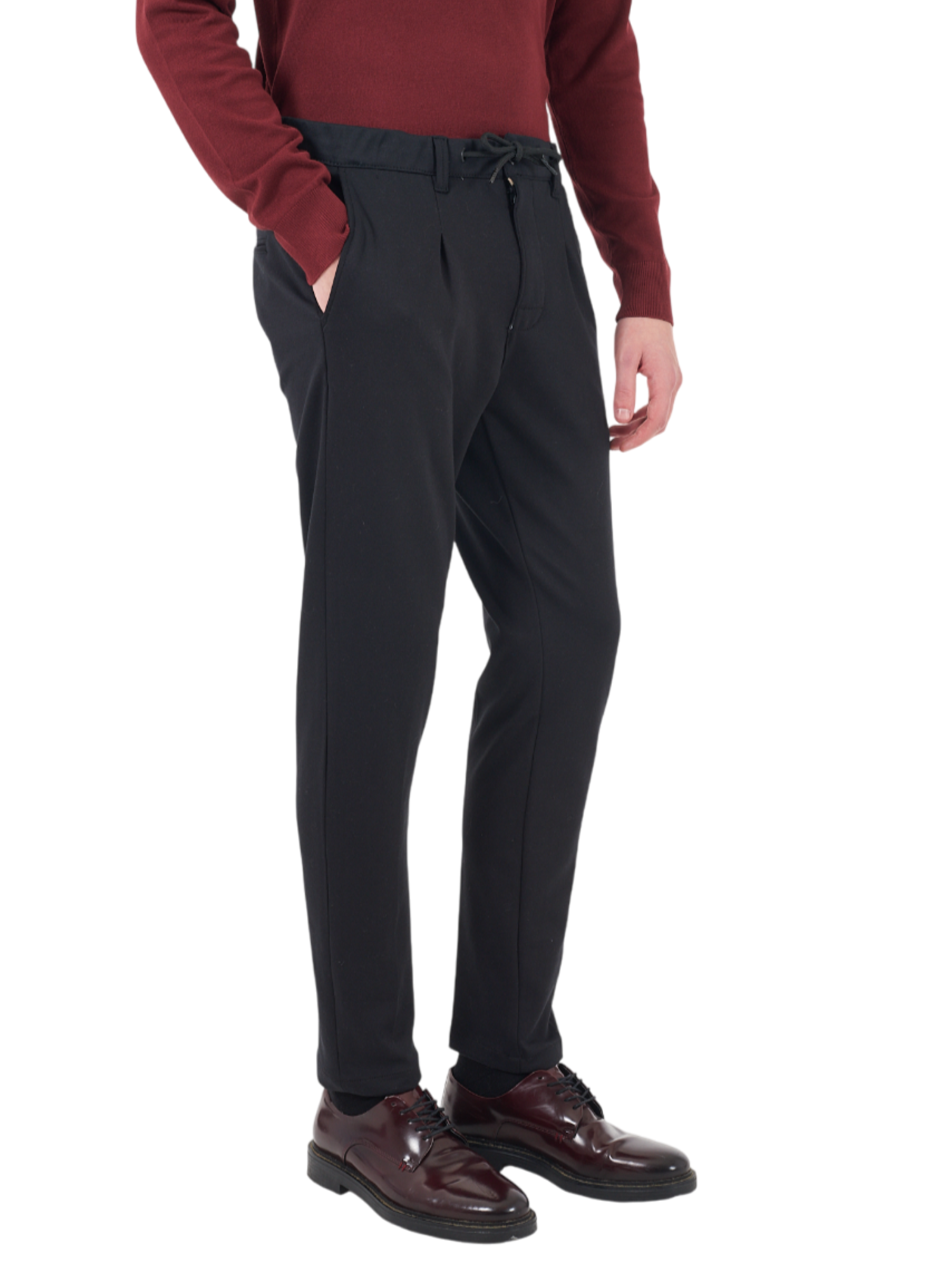 Yes Zee pantaloni in flanella slim fit nero P680-WL00 0801 YES-ZEE 