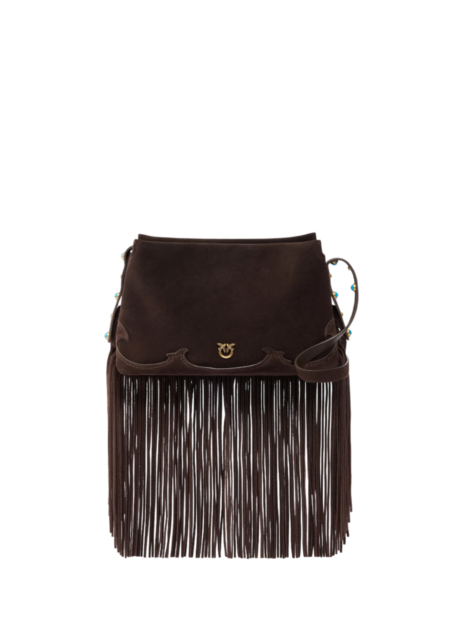 Pinko borsa a tracolla Triplet Mini in suede con frange marrone 106665-A0F6 M11P PINKO 