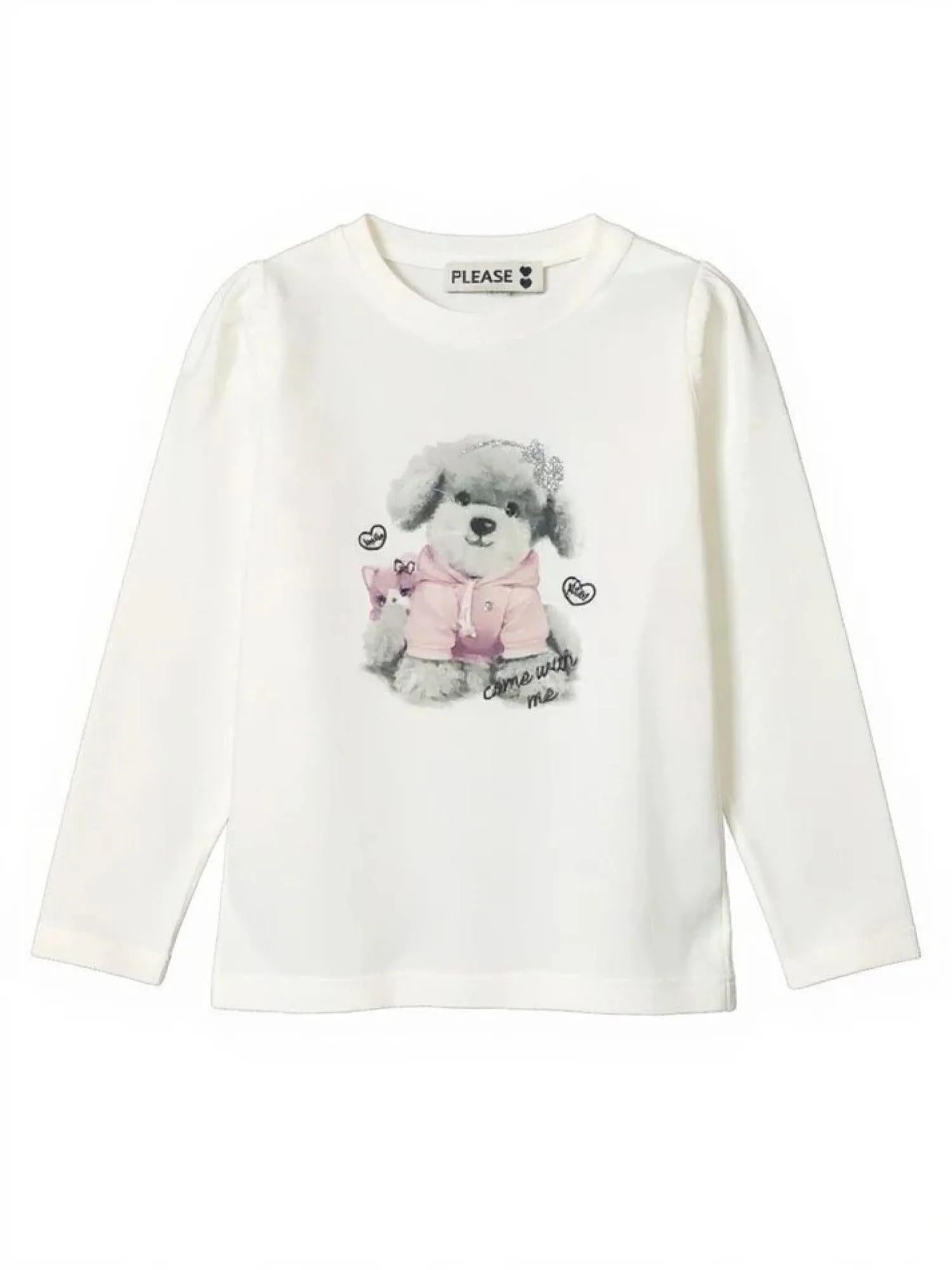 Please T-shirt bambina manica lunga panna ML09030G77 3102 PLEASE KID 
