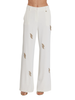 Relish pantaloni palazzo Avezam con applicazioni gioiello panna