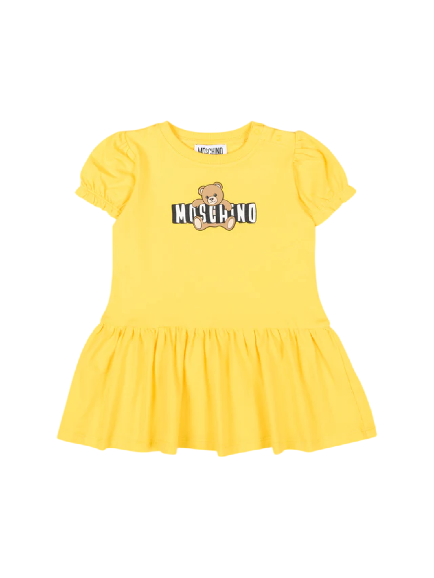 Moschino abito neonata con balza stampa orsetto giallo MAV0C7-LBA00 50577 MOSCHINO 
