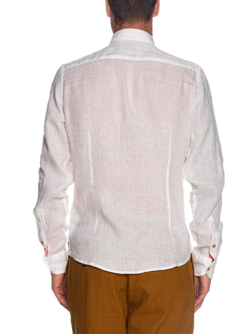 Yes Zee camicia maniche lunghe in lino con collo francese bianco C505-UP00 0101 YES-ZEE 