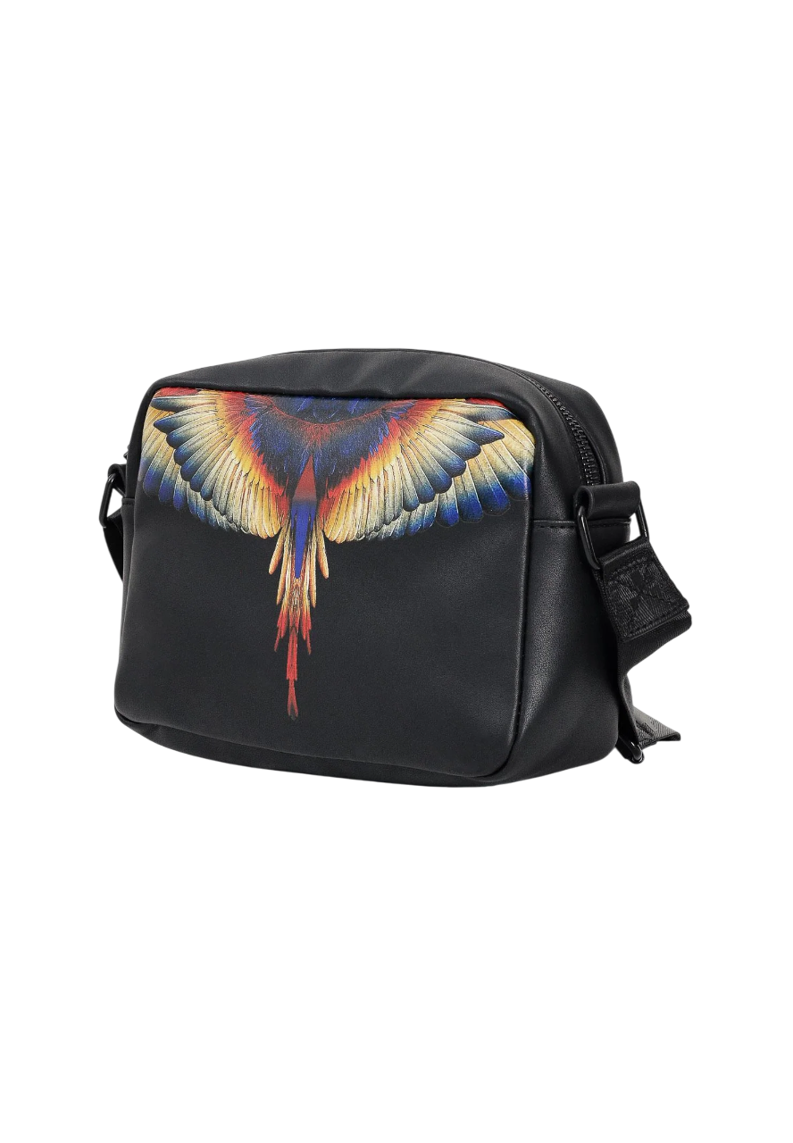County of Milan borsa a tracolla donna in ecopelle nero COMAF250145 NERO-YELLOW WINGS COUNTY OF MILAN 