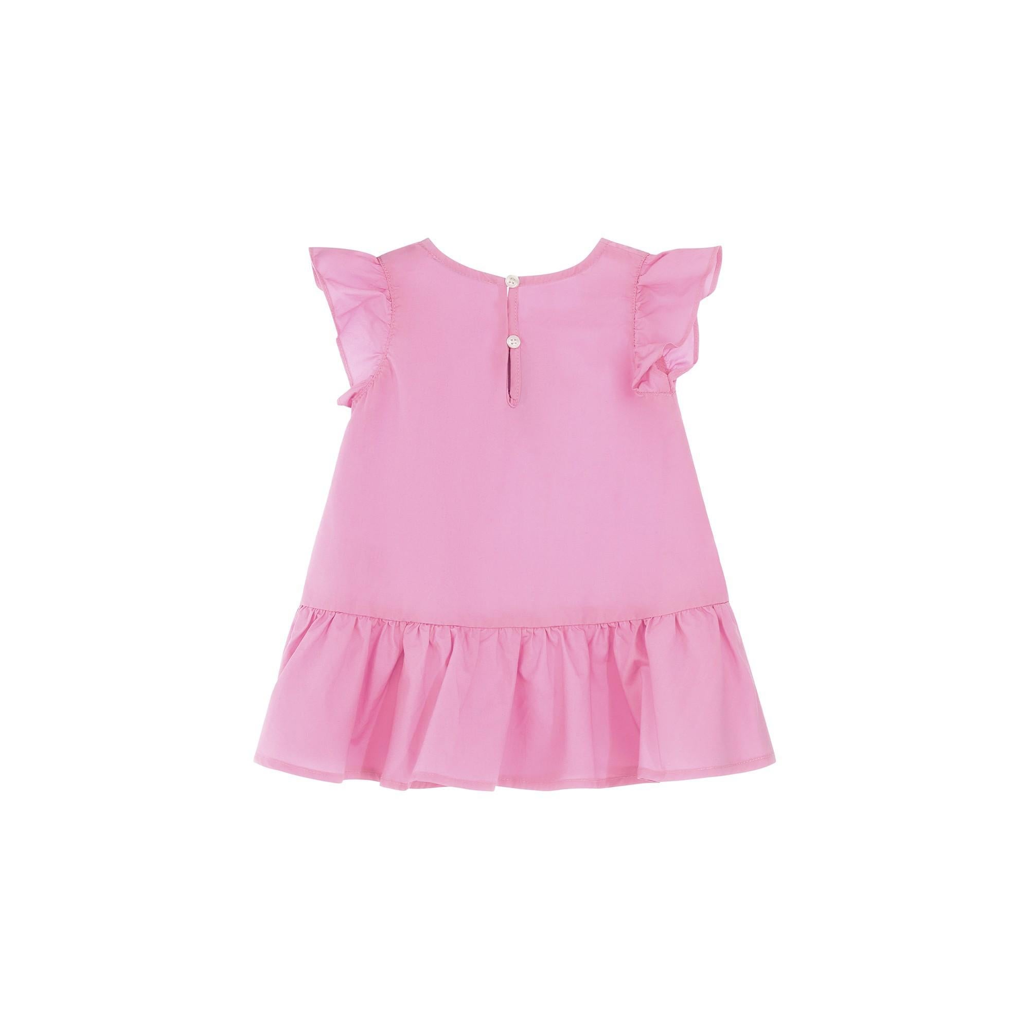 Moschino abito neonata in cotone con rouches rosa MDV0D6-LLA10 51473 MOSCHINO 