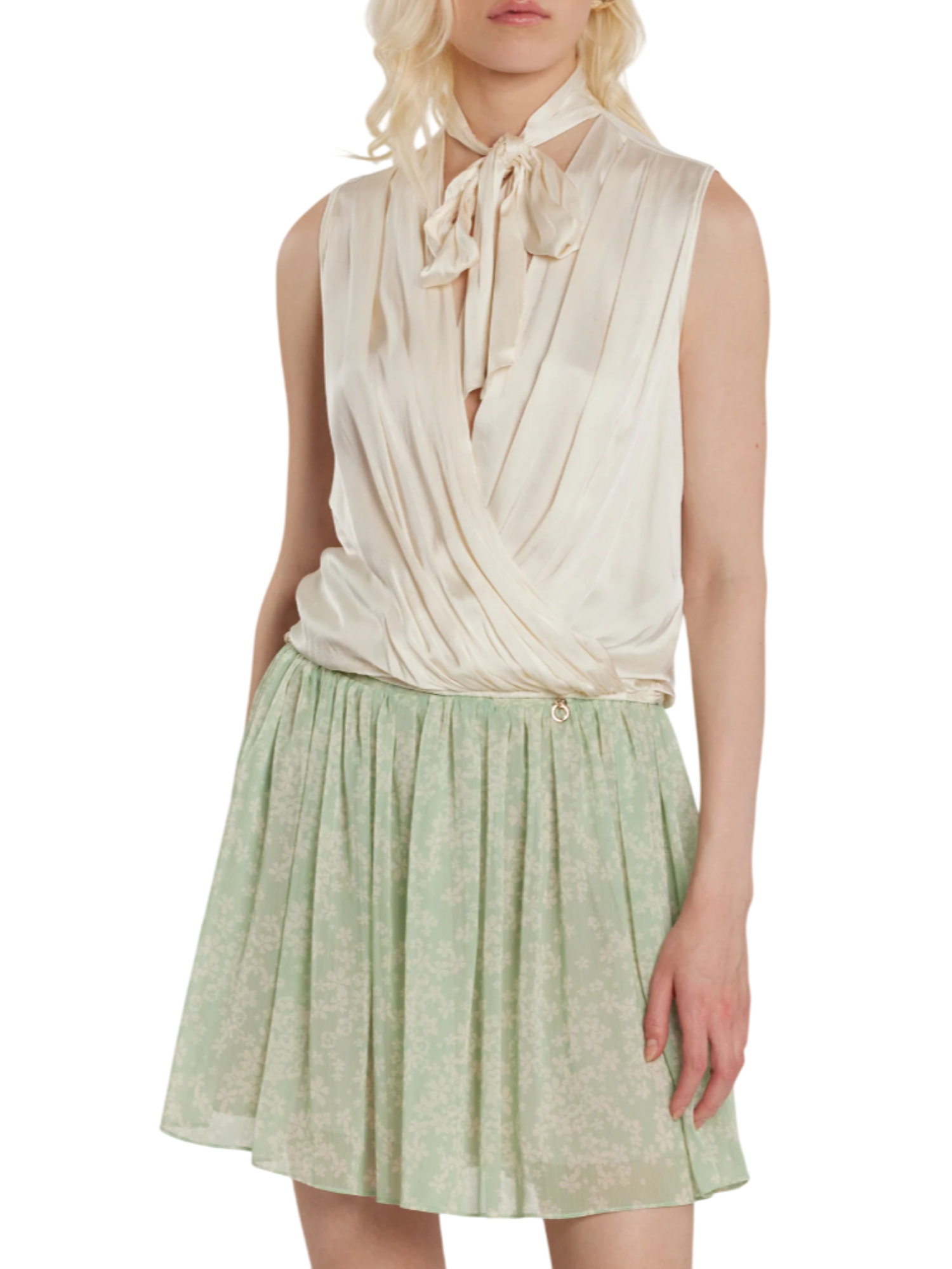 Relish blusa smanicata satin con fusciacca avorio HAR 1110 RELISH 