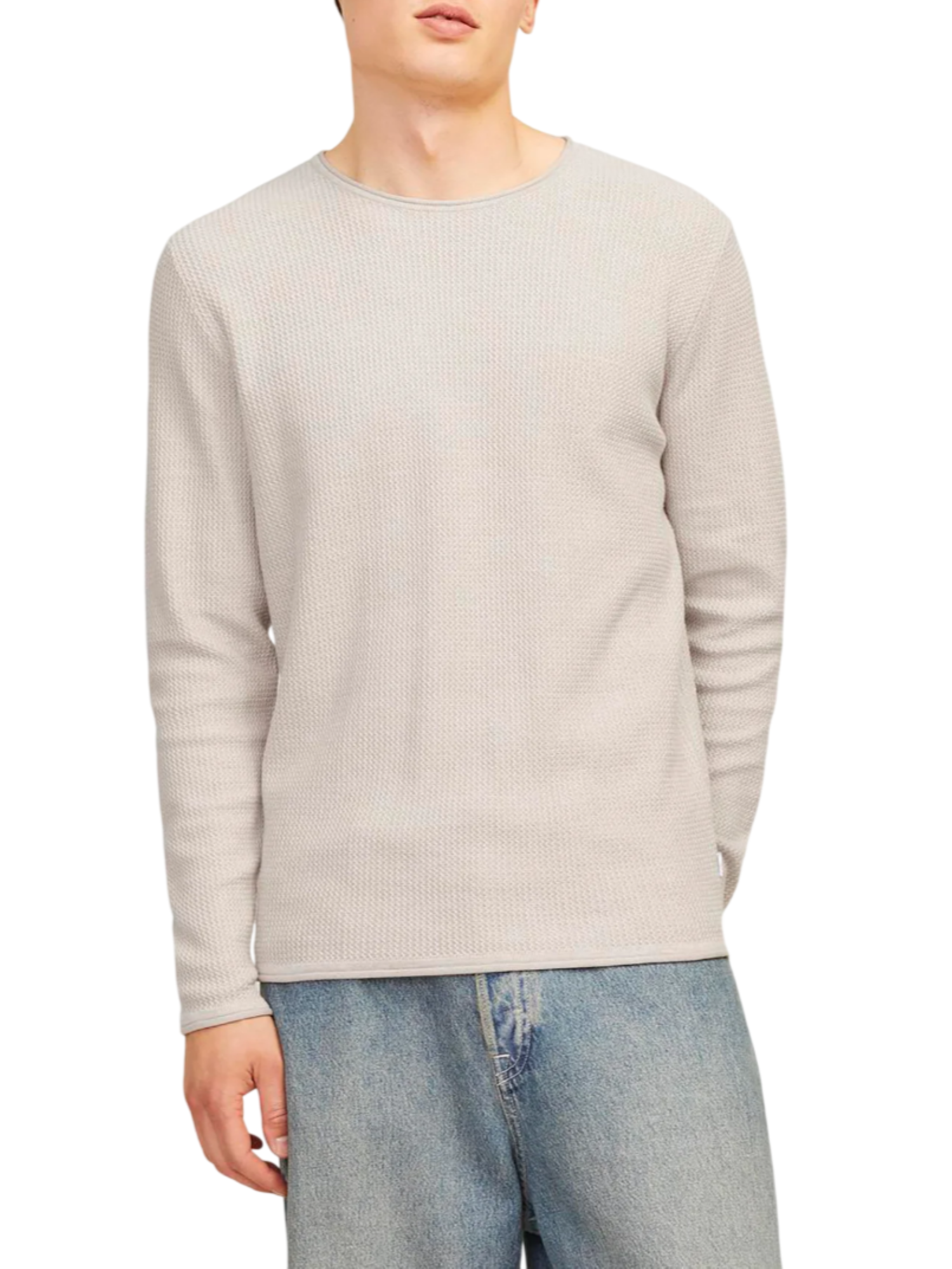 Jack&Jones maglia uomo in cotone ecrù 12258407 OATMEAL MELANGE JACK&JONES 