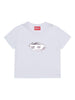 Diesel T-shirt manica corta con logo paillettes bianco