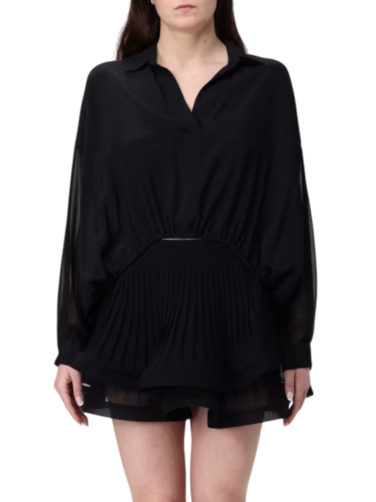 Simona Corsellini blusa crop misto seta nero P25CPCA00402 0003 SIMONA CORSELLINI 