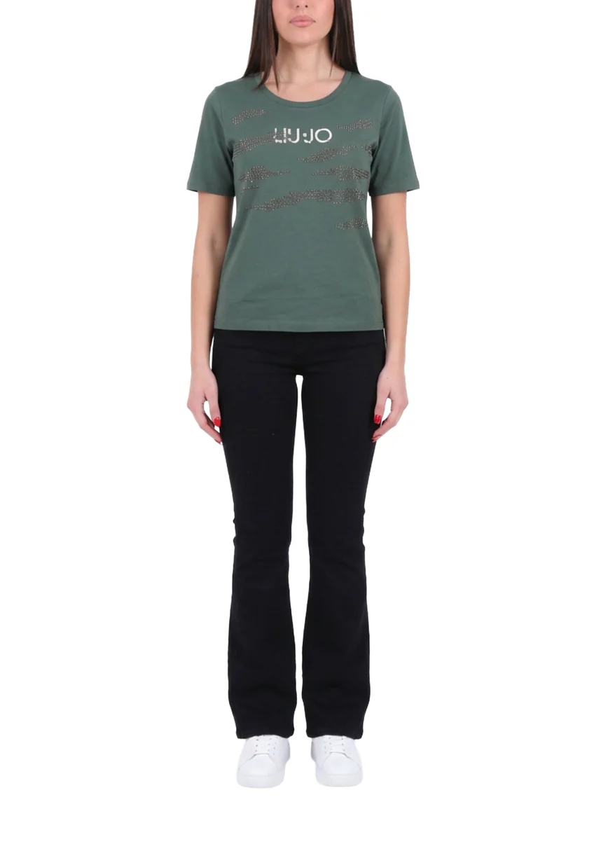 Liu Jo T-shirt manica corta donna con strass verde salvia TA6265JS923 P9287 LIU JO 
