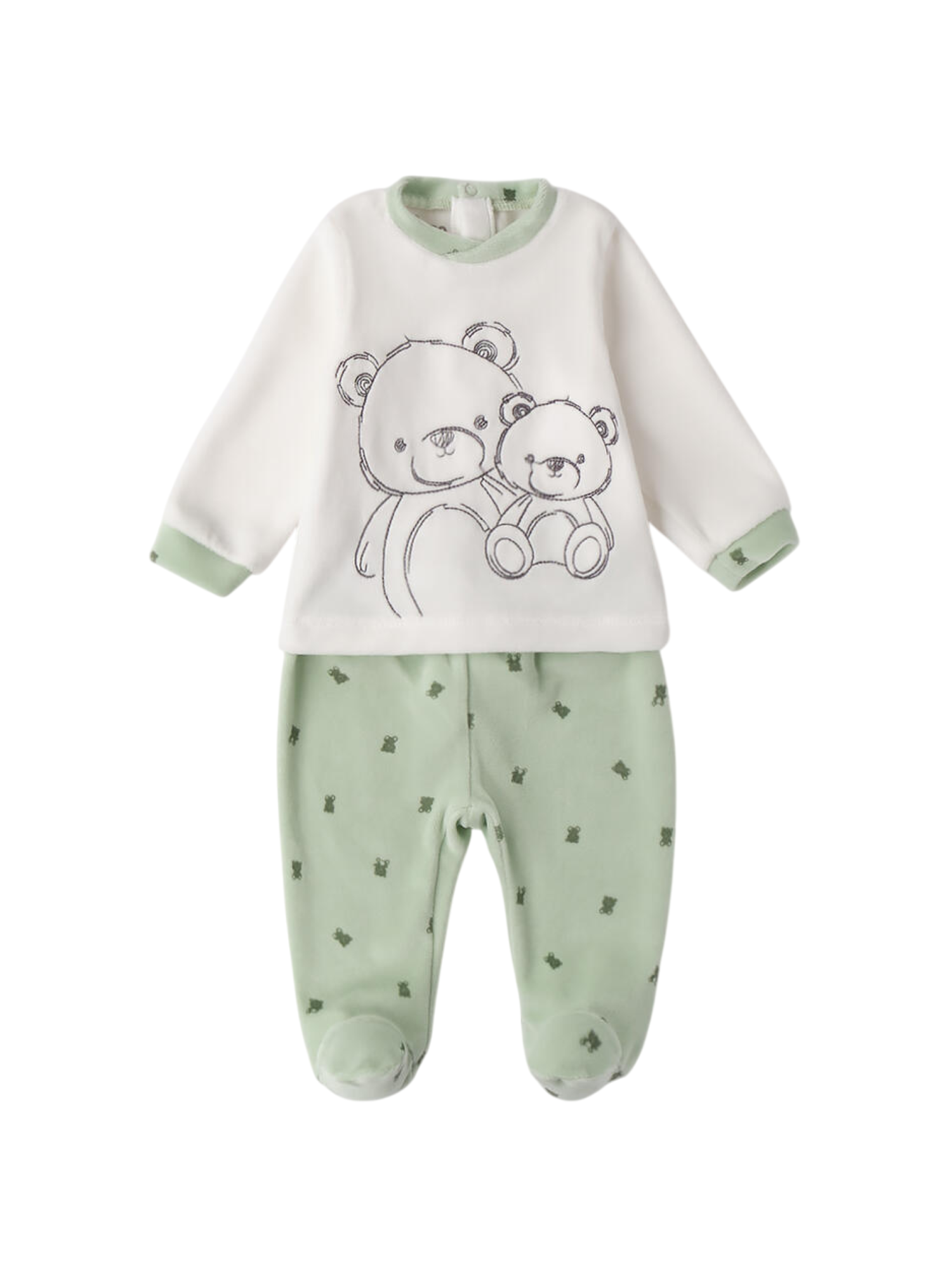 iDo tutina neonato in ciniglia bianco verde 4F003 0112 iDO 