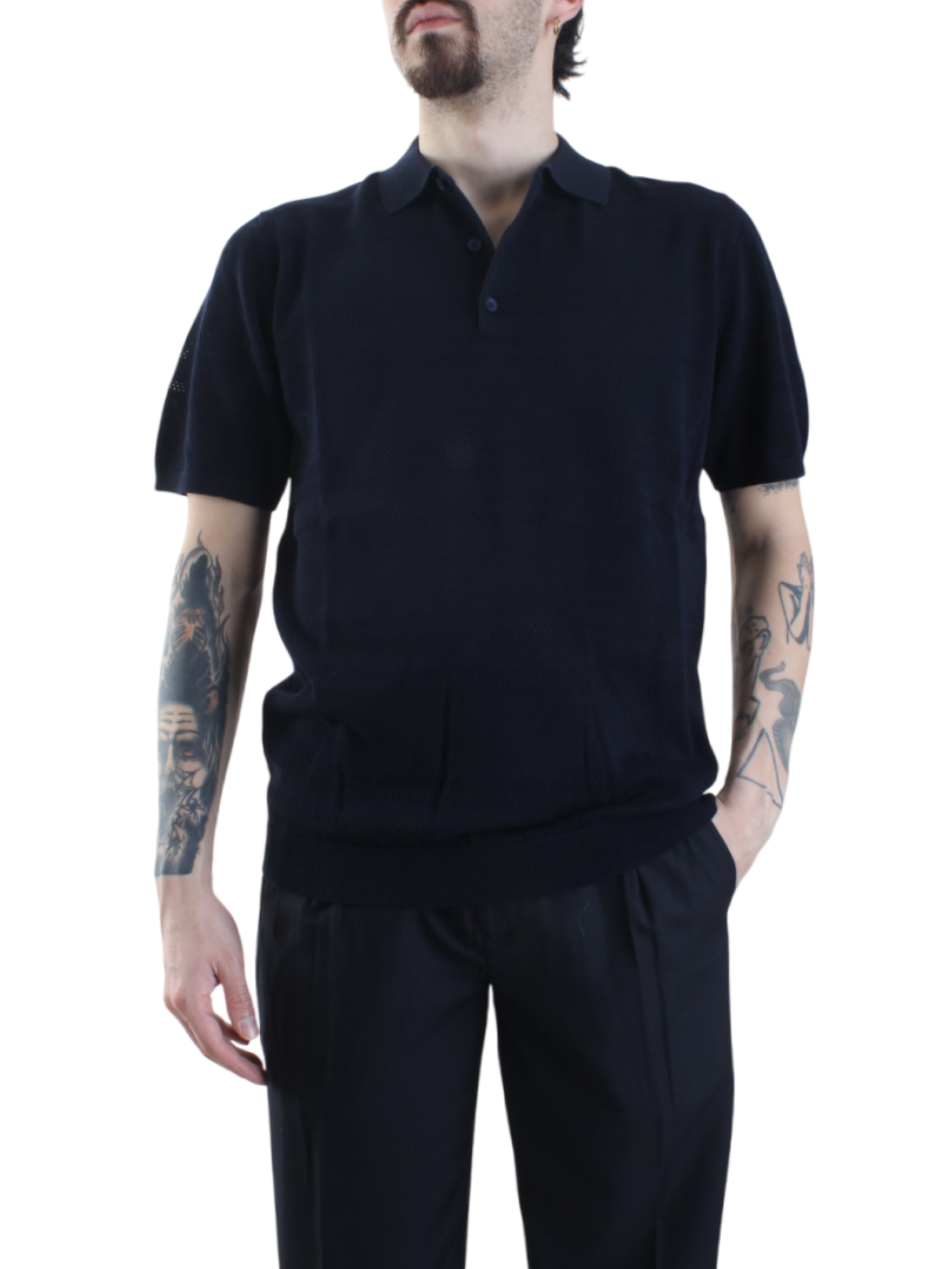 Opificio 4.0 polo manica corta in maglia traforata blu navy 651113 NAVY Opificio 4.0 