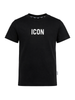 Icon T-shirt bambino in cotone con logo nero