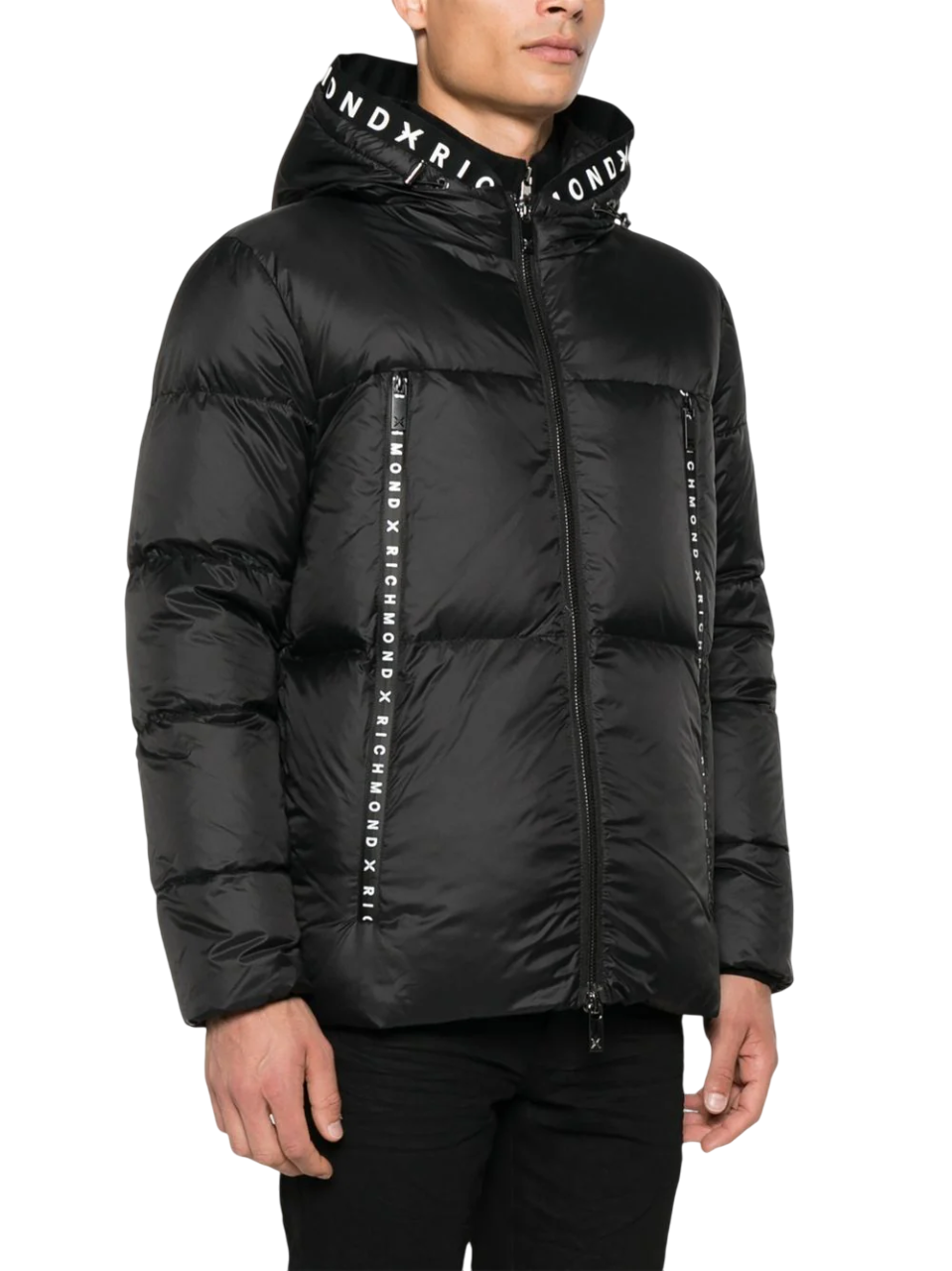John Richmond piumino con cappuccio Lima nero UMA25136PI BLACK John RICHMOND 