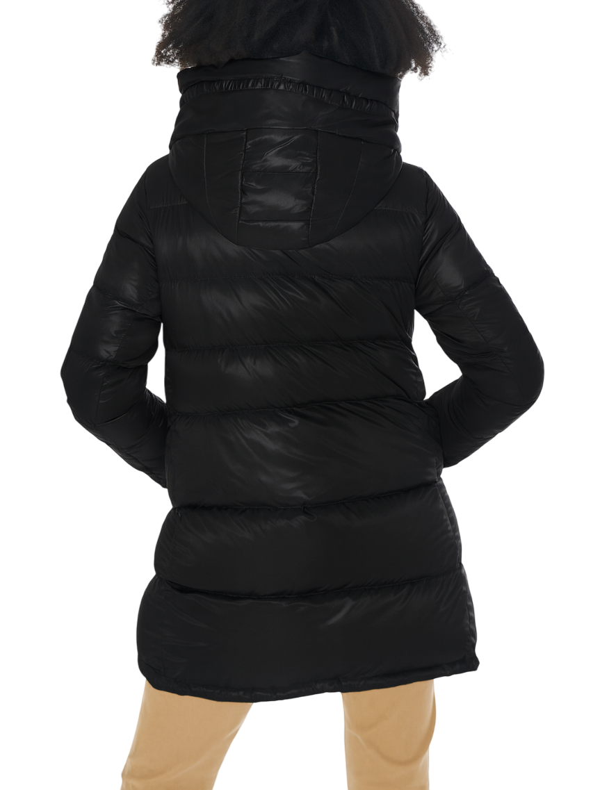 Yes Zee piumino lungo con cappuccio nero O012-O100 0801 YES-ZEE 