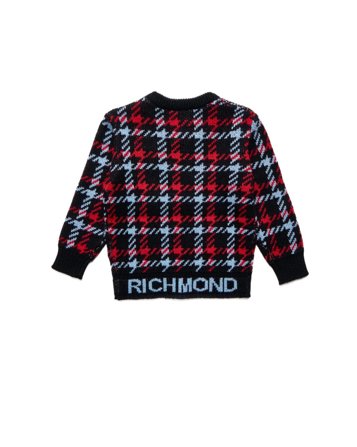 John Richmond maglia neonato in fantasia Pied de poule nero RIA25041MA CHECK John RICHMOND 