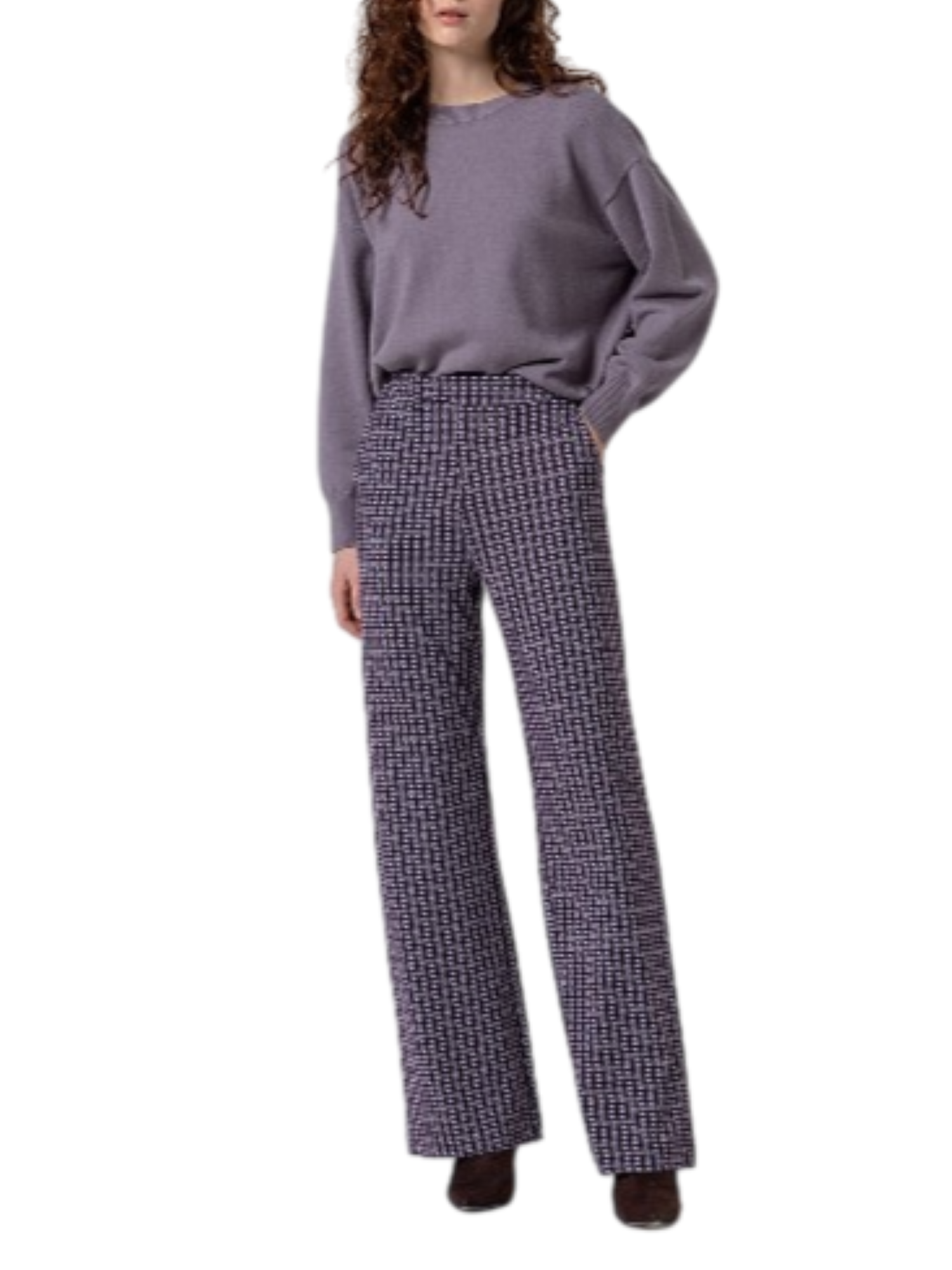 Surkana pantaloni in fantasia gamba larga viola 555MACA515 39 SURKANA 