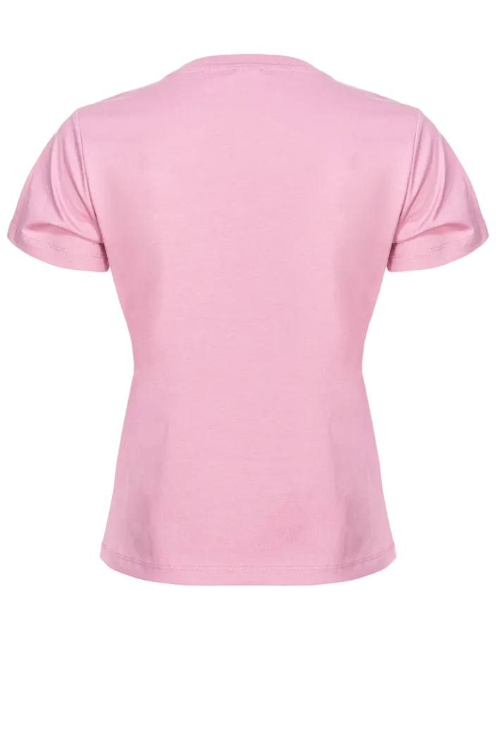 Pinko T-shirt Nambrone a maniche corte con logo Love Birds gioiello rosa