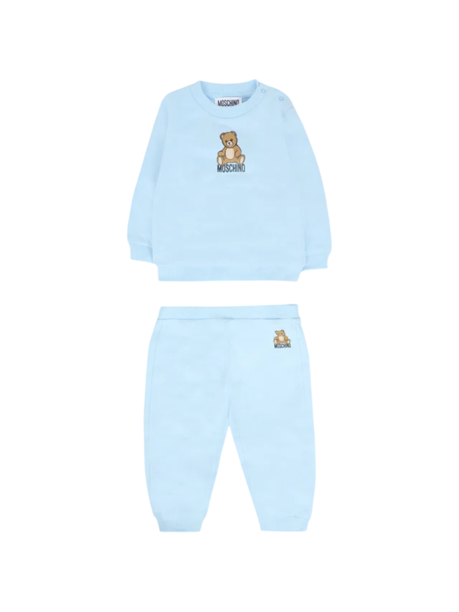 Moschino completo neonato felpa e pantalone celeste MMK05E-LCA40 40304 MOSCHINO 