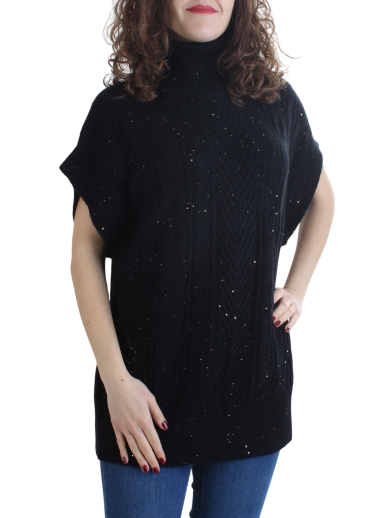 Opificio 4.0 maglia dolcevita con paillettes nero D40235 0030 Opificio 4.0 
