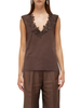 Blugirl T-shirt smanicata con ricami floreali marrone
